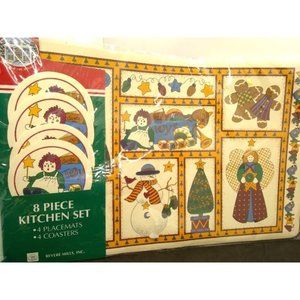 revere millls 'Home for the Holidays' 8 pc kitchen set coasters & placemats